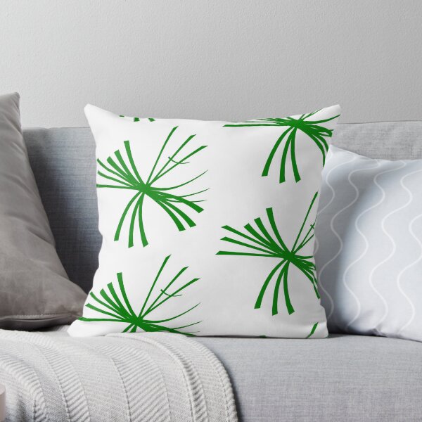 Dandelion fluffy, dark green on white Throw Pillow