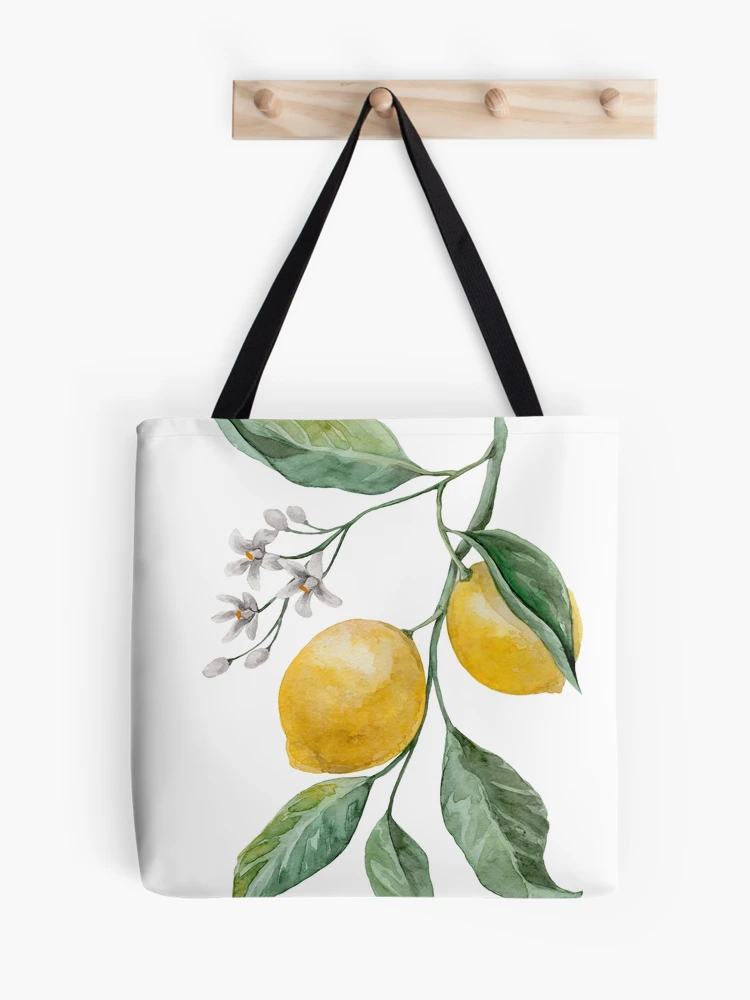 Juicy Green Lemons Print Shopping Tote - Fresh and Vibrant – Gregatex