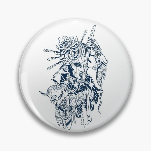 Item preview, Samurai Women With Demons Mask designed and sold by JTS STORE.