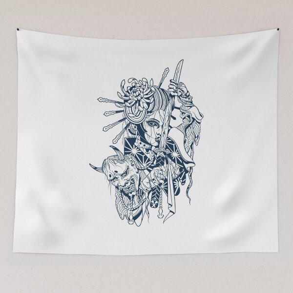 Item preview, Samurai Women With Demons Mask designed and sold by JTS STORE.