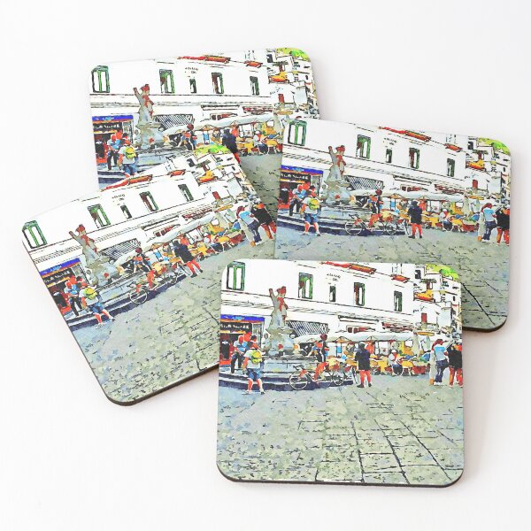 Item preview, View of the square of the Cathedral of Amalfi with fountain nad cafe designed and sold by Giuseppe Cocco.