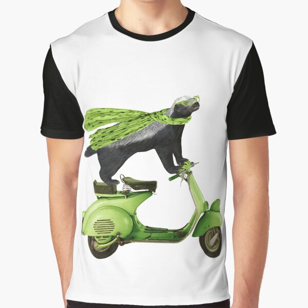 Honey Badger on Vespa in Green - Ciao! Graphic T-Shirt