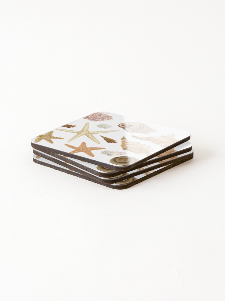 Thumbnail 4 of 5, Coasters (Set of 4), Sea Shells designed and sold by audio-sync.