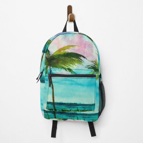 Item preview, watercolor seascape palm trees and cloudy sky designed and sold by DaryaGeft.