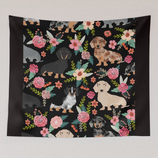 Item preview, Arte de perro Dachshund con flores designed and sold by Coolstuff4you71.