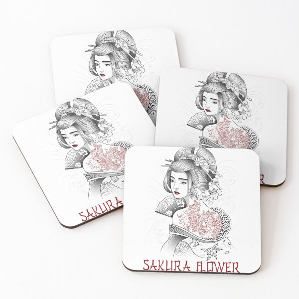 Item preview, Samurai Girl With Dragon And Sakura Flower Tattoo designed and sold by JTS STORE.