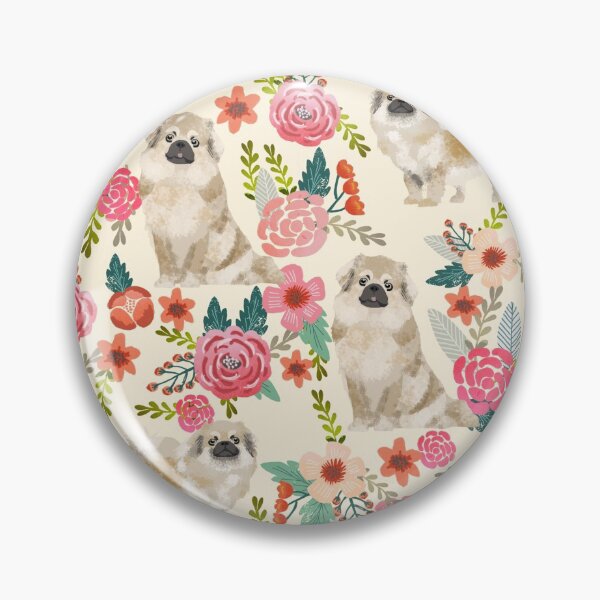 Item preview, tibetan spaniel dog floral - vintage florals, floral pet, cute dog, tibetan spaniel  designed and sold by PetFriendly.
