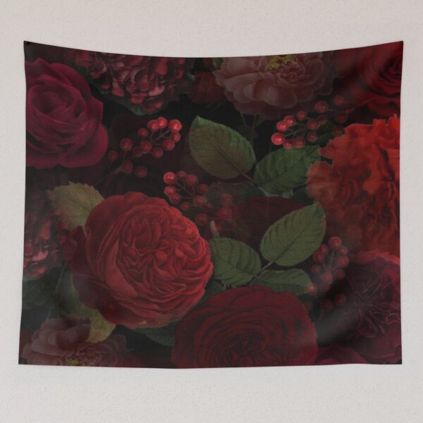 Item preview, Vintage And Shabby-Chic Roses In Red And Black Midnight Botanical Rose Garden Florals designed and sold by IZiets.