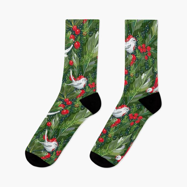 Item preview, Christmas Holly + Birds | Green designed and sold by L Diane Johnson.