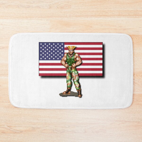 Item preview, Street Fighter's Guile Standing In Front Of The American Flag designed and sold by Popping-Culture.
