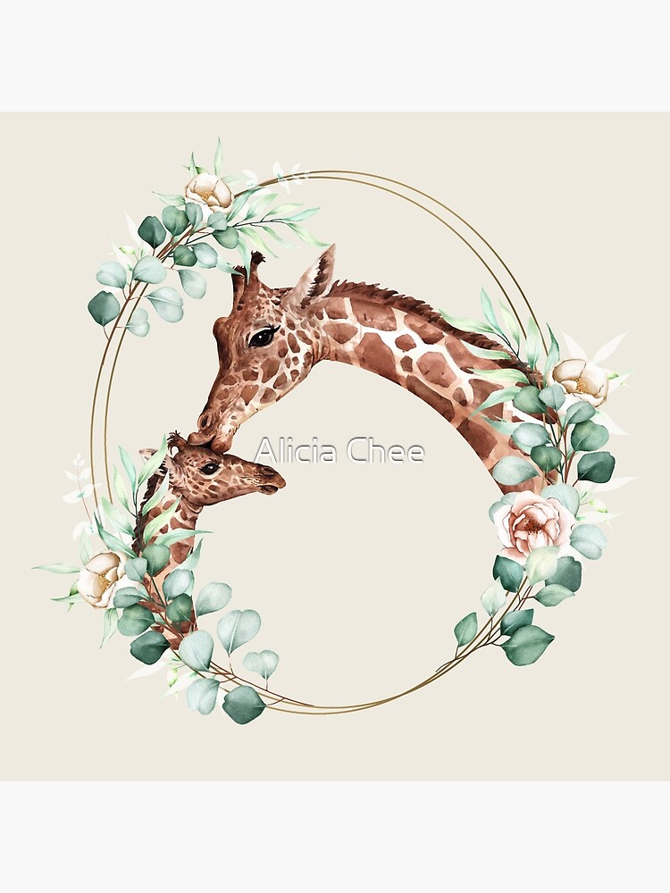 Mom and Baby Giraffe Monogram C