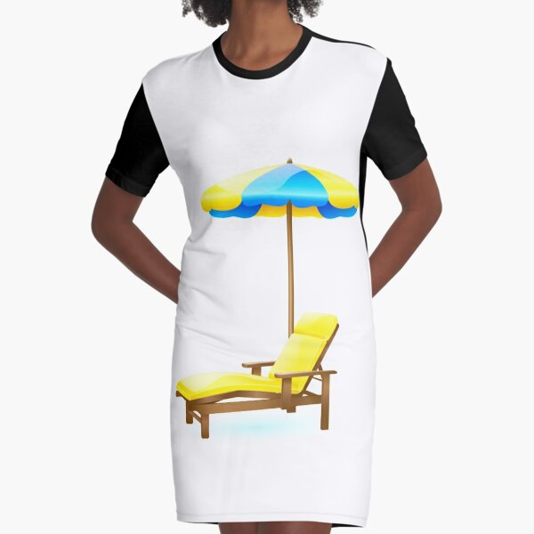 Sunlounger and Umbrella Graphic T-Shirt Dress