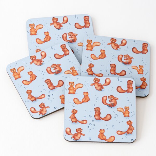 Item preview, children pattern red squirrel blue background designed and sold by undinam84.