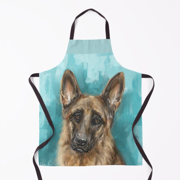 Item preview, Painting of a German Shepherd on Bright Blue Background designed and sold by ibadishi.
