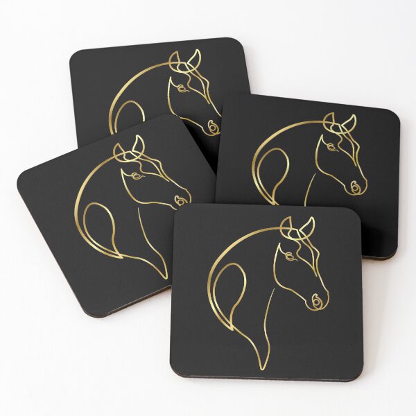 Item preview, Horse one line art gold and blak designed and sold by ToniChavorska.