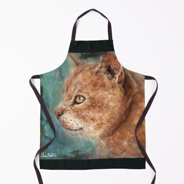 Item preview, Painting of an Orange Cat Portrait in Profile on Turquoise Background designed and sold by ibadishi.