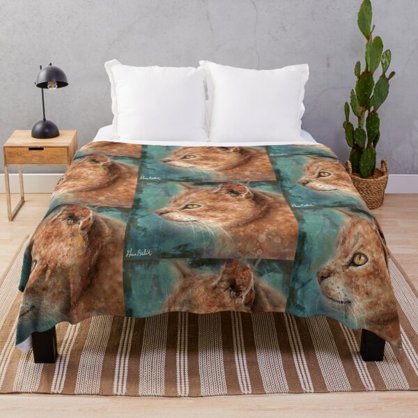 Item preview, Painting of an Orange Cat Portrait in Profile on Turquoise Background  designed and sold by ibadishi.
