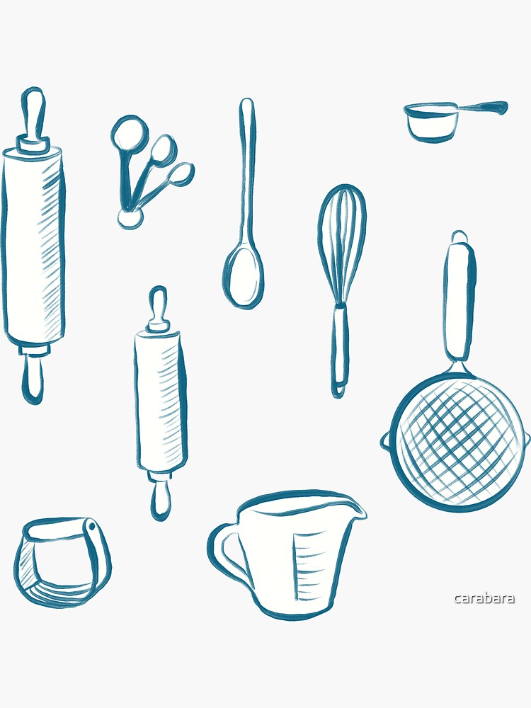 Pastry Chef Tools Flatlay Sticker for Sale by carabara