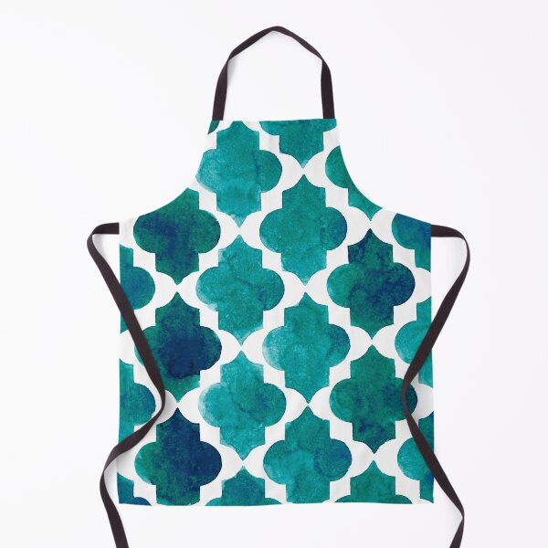 Item preview, Deep teal quatrefoil pattern in watercolor designed and sold by Bonheurem.