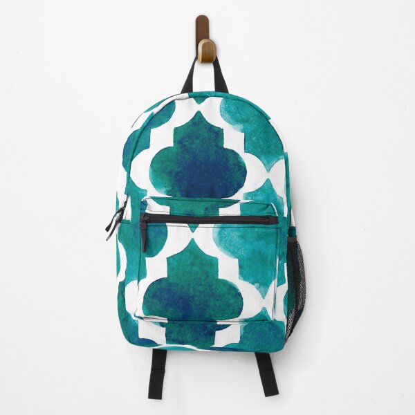 Item preview, Deep teal quatrefoil pattern in watercolor  designed and sold by Bonheurem.