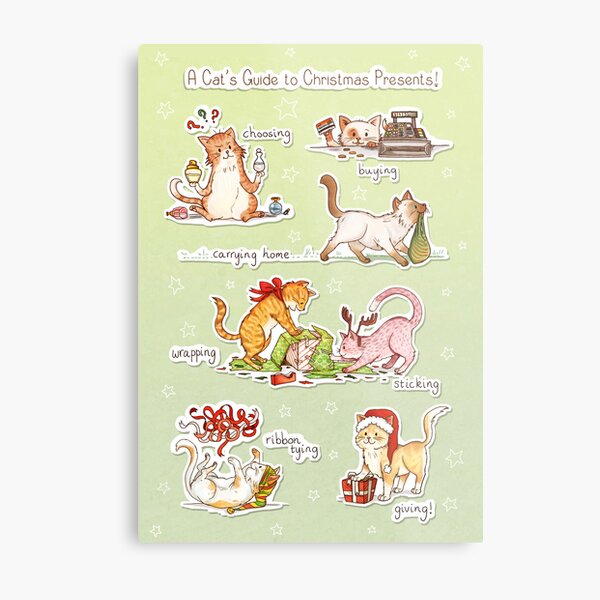 A Cat's Guide to Christmas Presents Metal Print
