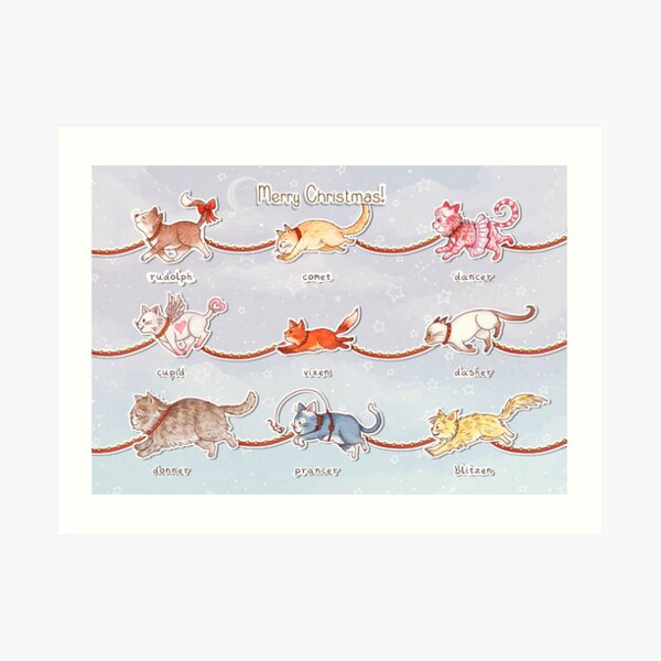 Santa's Little (Kitten) Helpers Art Print