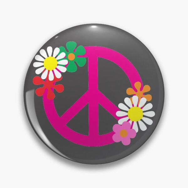Item preview, Pink Hippie Peace Symbol and Flowers designed and sold by HotHibiscus.