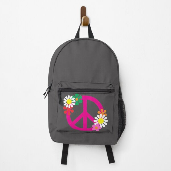 Item preview, Pink Hippie Peace Symbol and Flowers designed and sold by HotHibiscus.