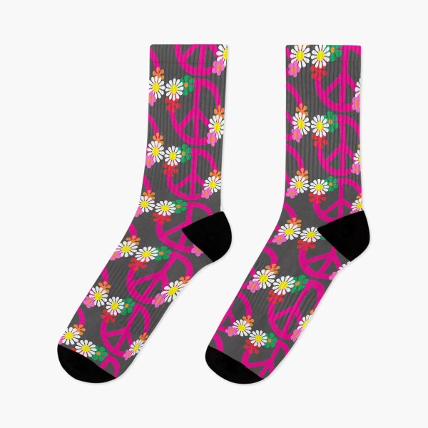 Item preview, Pink Hippie Peace Symbol and Flowers designed and sold by HotHibiscus.