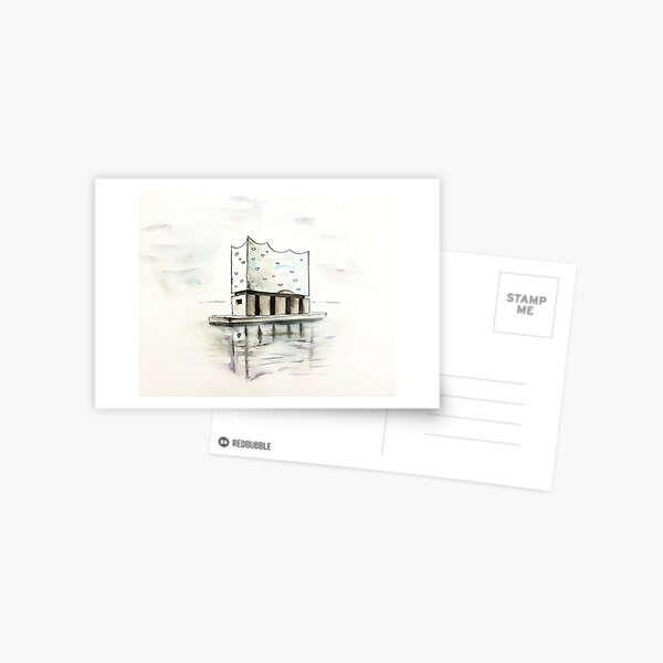 Elbphilharmonie Hamburg, Zeichnung mit Tinte Postkarte