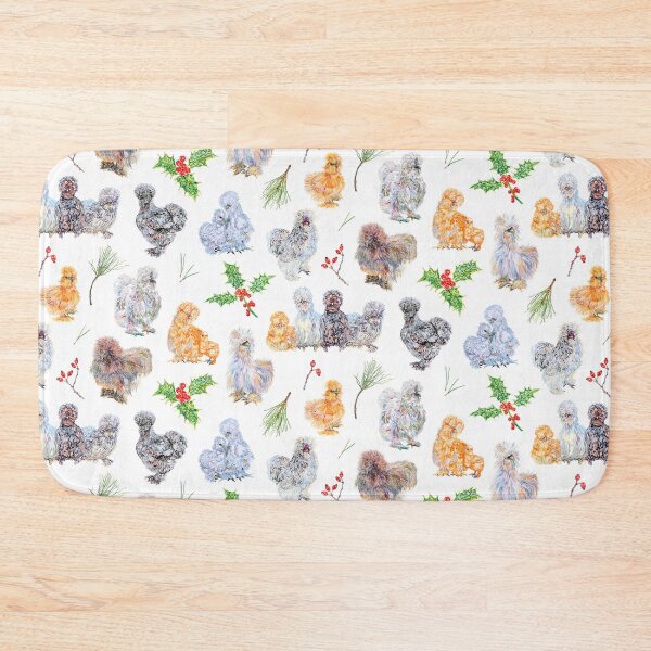 Item preview, Silkie Chicken Winter Holiday Pattern designed and sold by becca-boyce.