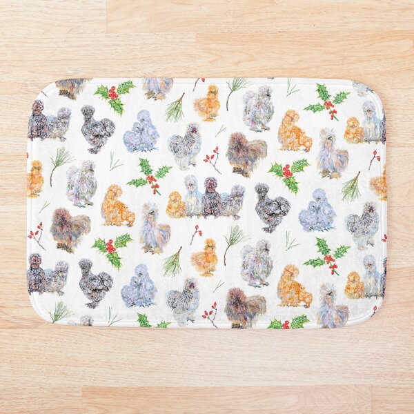 Item preview, Silkie Chicken Winter Holiday Pattern designed and sold by becca-boyce.