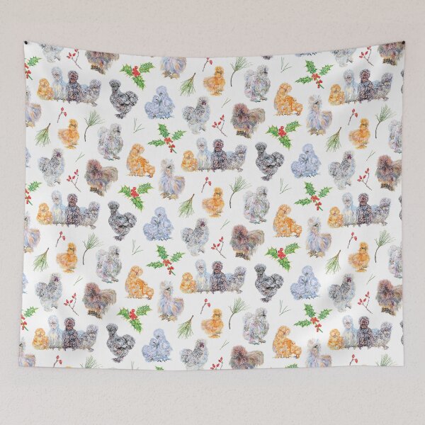Item preview, Silkie Chicken Winter Holiday Pattern designed and sold by becca-boyce.