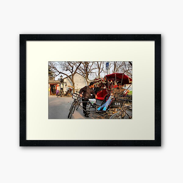 Rickshaws in Beijing city Framed Art Print