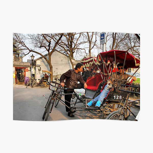 Rickshaws in Beijing city Poster