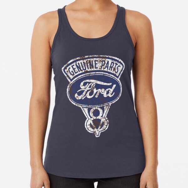 Oil Stained Ford Sign Racerback Tank Top