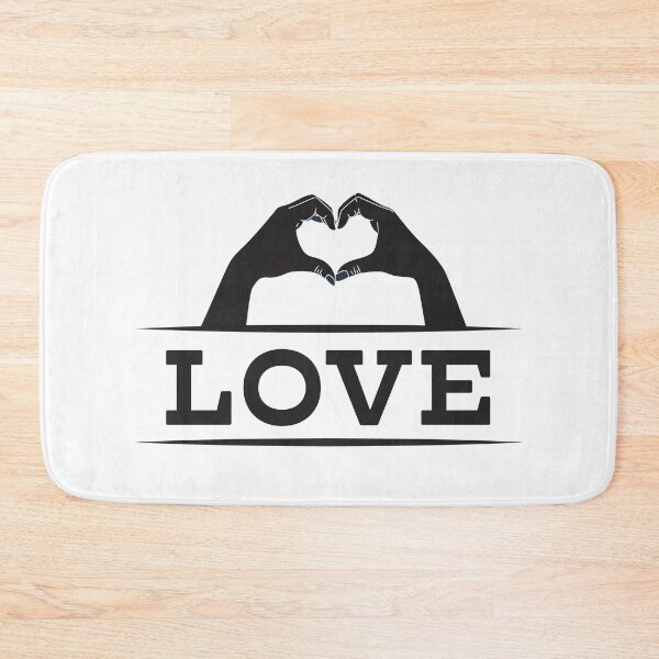 Item preview, Hands in black shape heart, underneath LOVE banner designed and sold by Two Left Hands Design.