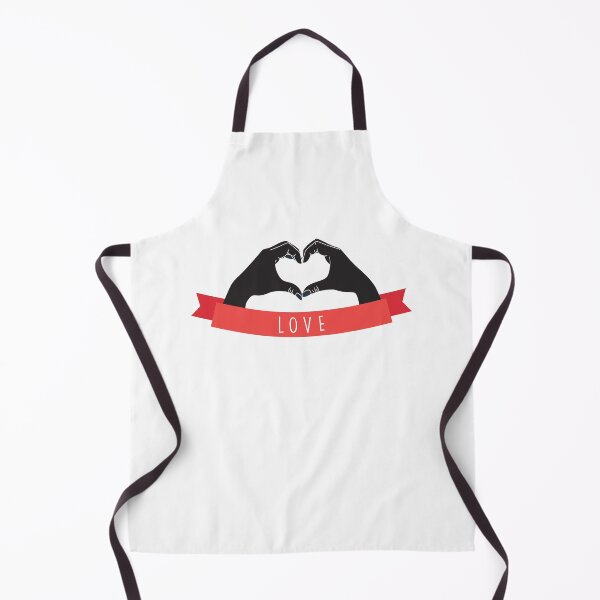 Item preview, Hands in black shape heart, underneath red LOVE banner designed and sold by Two Left Hands Design.