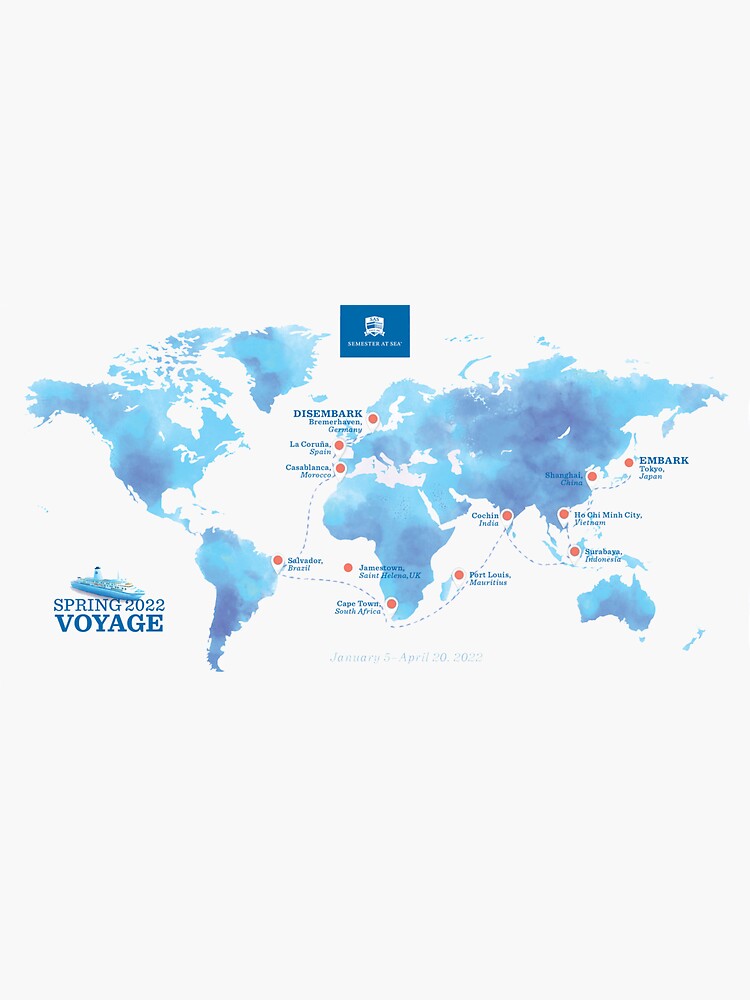 "Semester at Sea Spring 2022" Sticker for Sale by AllisonAbroad Redbubble