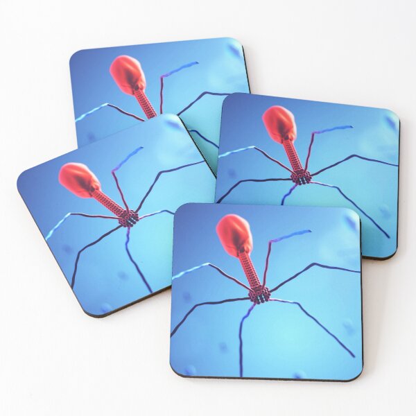 Item preview, ATAQUE 3D DE BACTERIOFAGA FOTO DE IMAGEN MICROSCÓPICA. Microbiología designed and sold by Hippiesole.