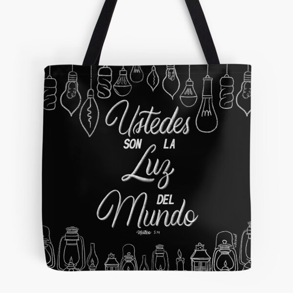 Item preview, Ustedes son luz del mundo. Mateo 5:14 Bible Verse Black Background designed and sold by GraphicsbyNel.