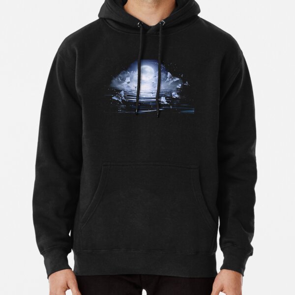 Magical Night, Lake with Butterflies Pullover Hoodie
