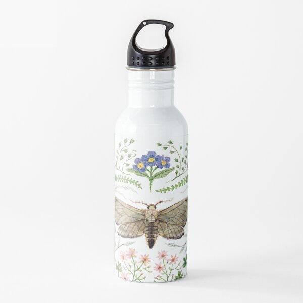 Moth with Plants II Water Bottle
