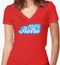 100% Retro Women's Fitted V-Neck T-Shirt