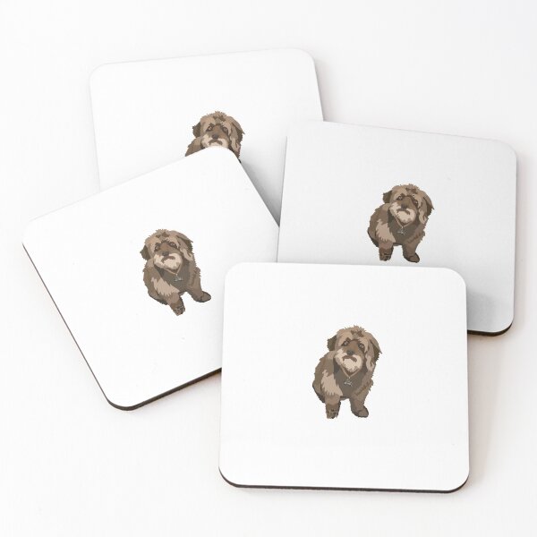 Cute brown fluffy dog Coasters (Set of 4)