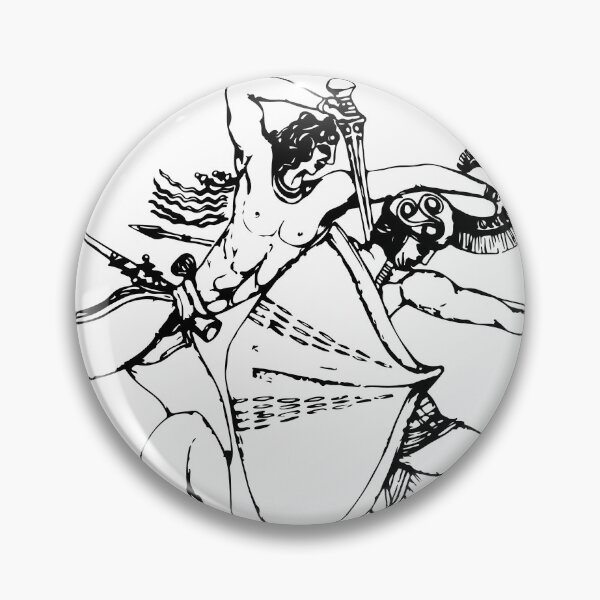 Item preview, Greek Minoan Griffin Warrior Seal Line-Art Illustration (Black) designed and sold by yisela.