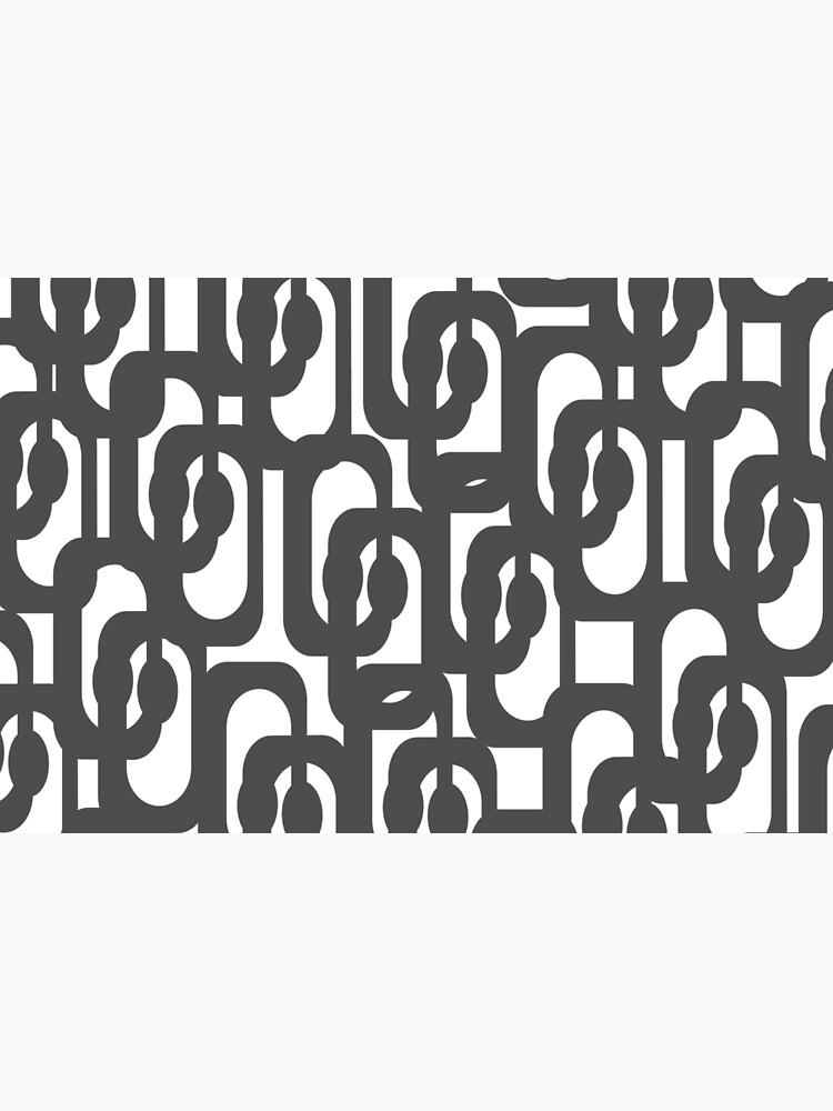 Dark Grey and White Mid-century Modern Abstract Loop Pattern by kierkegaard