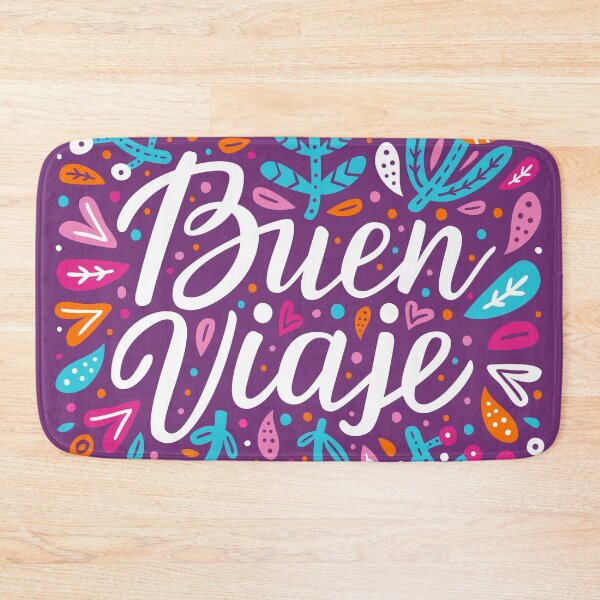 Item preview, Have a nice trip hand drawn lettering inscription in Spanish language. Flower, leaves colourful artwork.  designed and sold by AidanShea.