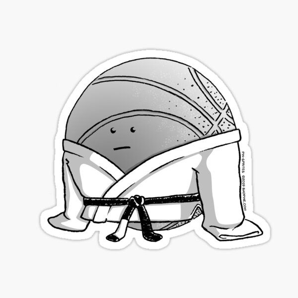 Pin-Sprites - Basketball in a Gi - Black and White/Face Sticker