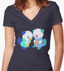 Hey, you look different! ( Oshawott ) Women's Fitted V-Neck T-Shirt